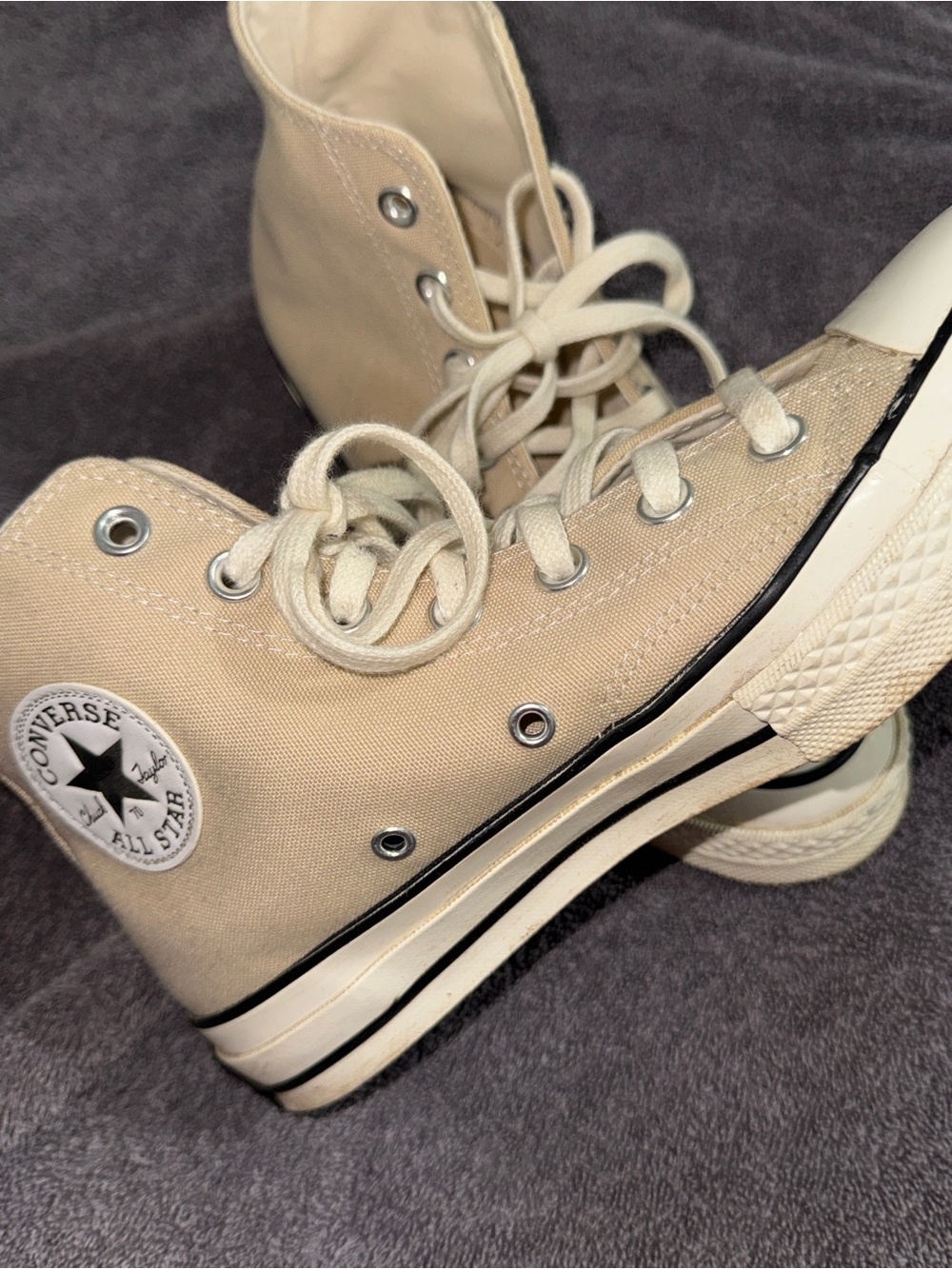 Converse High Top Lace-Up Boots in Beige